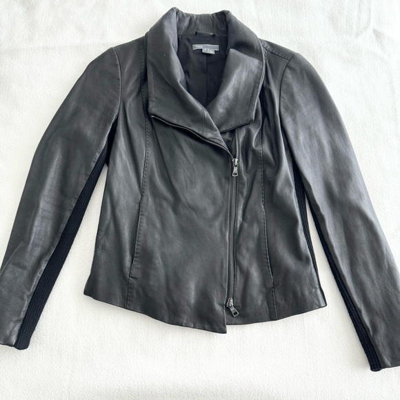 Vince Leather Scuba Jacket S Black - Picture 2 of 11